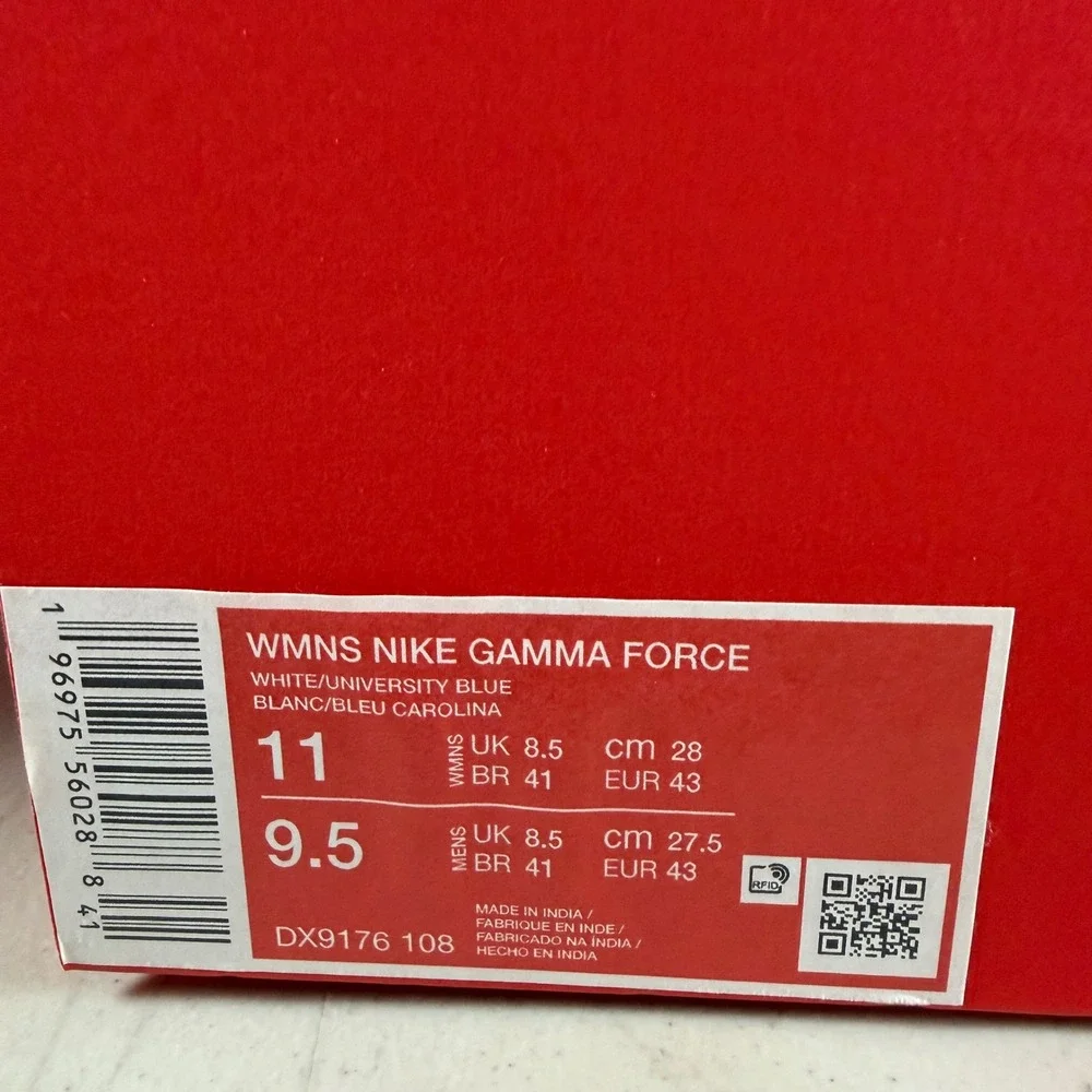 Nike Gamma‎ Force Womens 11 Mens 9.5 White University Blue DX9176-108 Sneakers